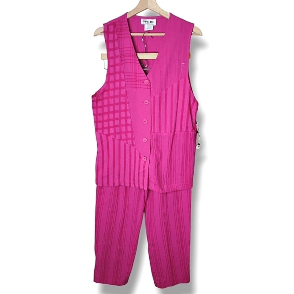 Vintage 80s Sunny Sport Hot Pink Vest & Pant Set Size 10 NWT